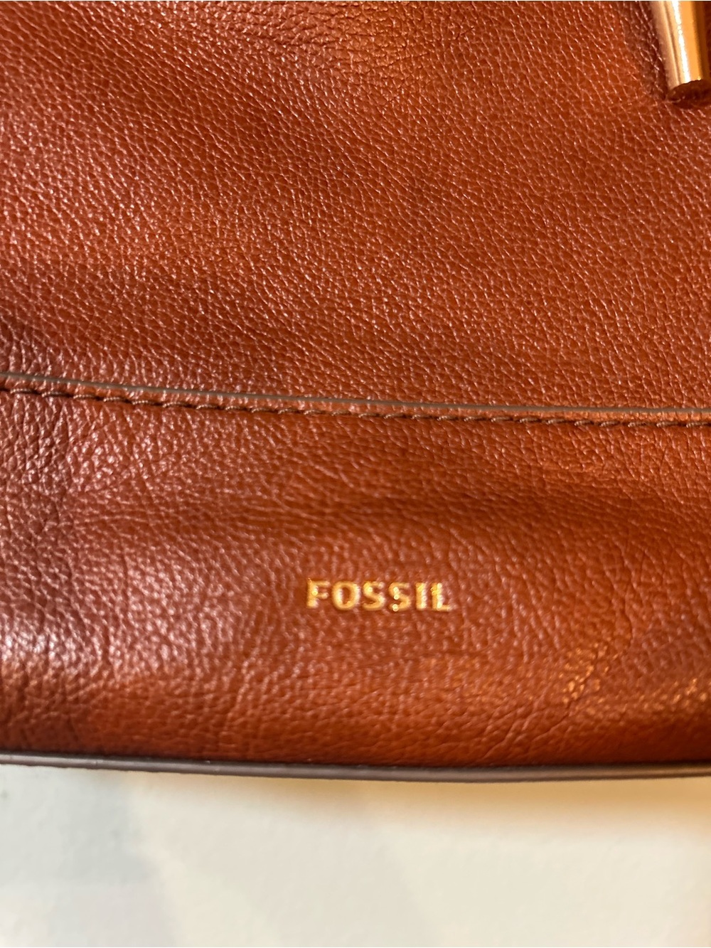 Fossil Cognac Leather Tote with Dual Handles - Picture 7 of 16